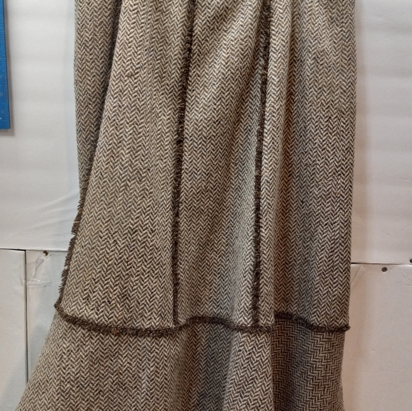 Ann Taylor Loft A-line 45 % Wool 55% Silk Tweed Acetate Lining 12 Brown Skirt - Picture 6 of 16